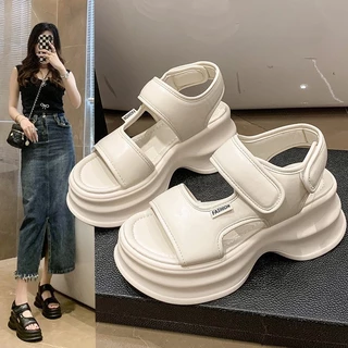 Sandal nữ quai dán cá tính LERY đế độn 6cm siêu nhẹ