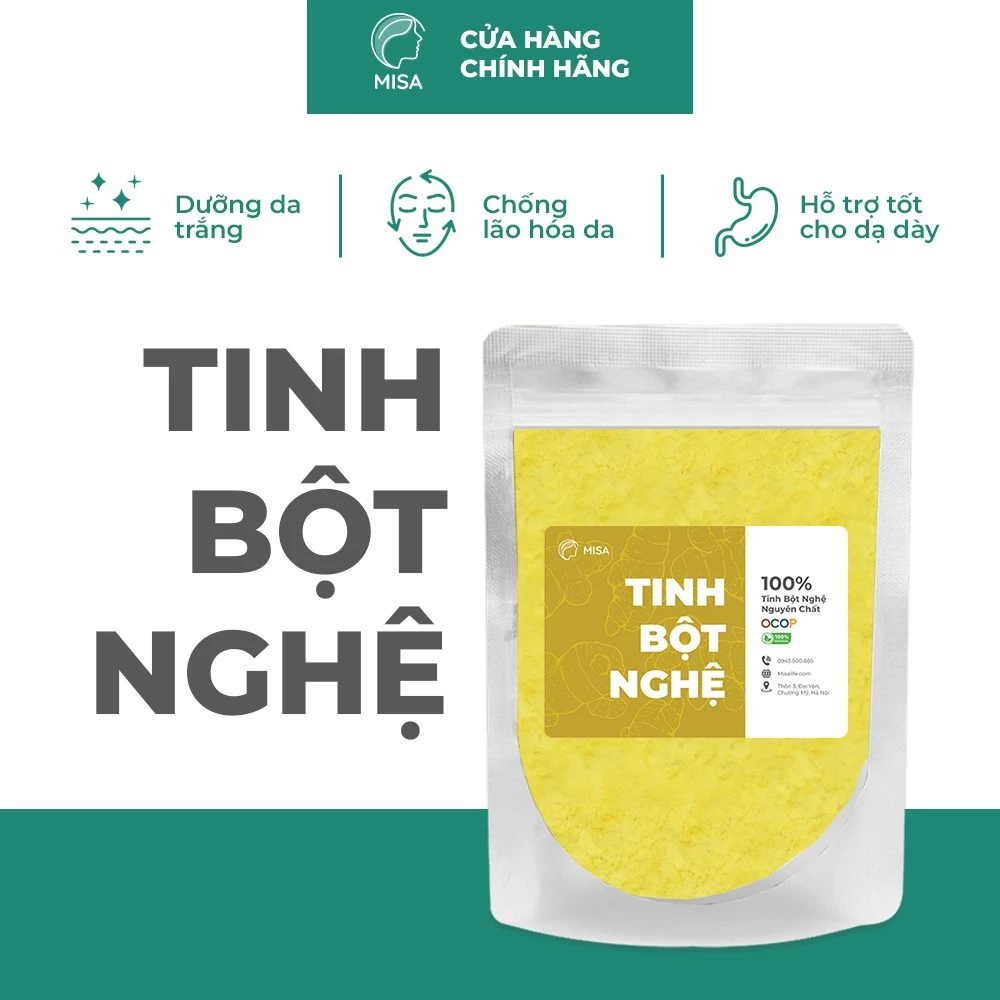 Tinh bột nghệ MISA nguyên chất giúp trắng da, giảm mụn, mờ thâm nám