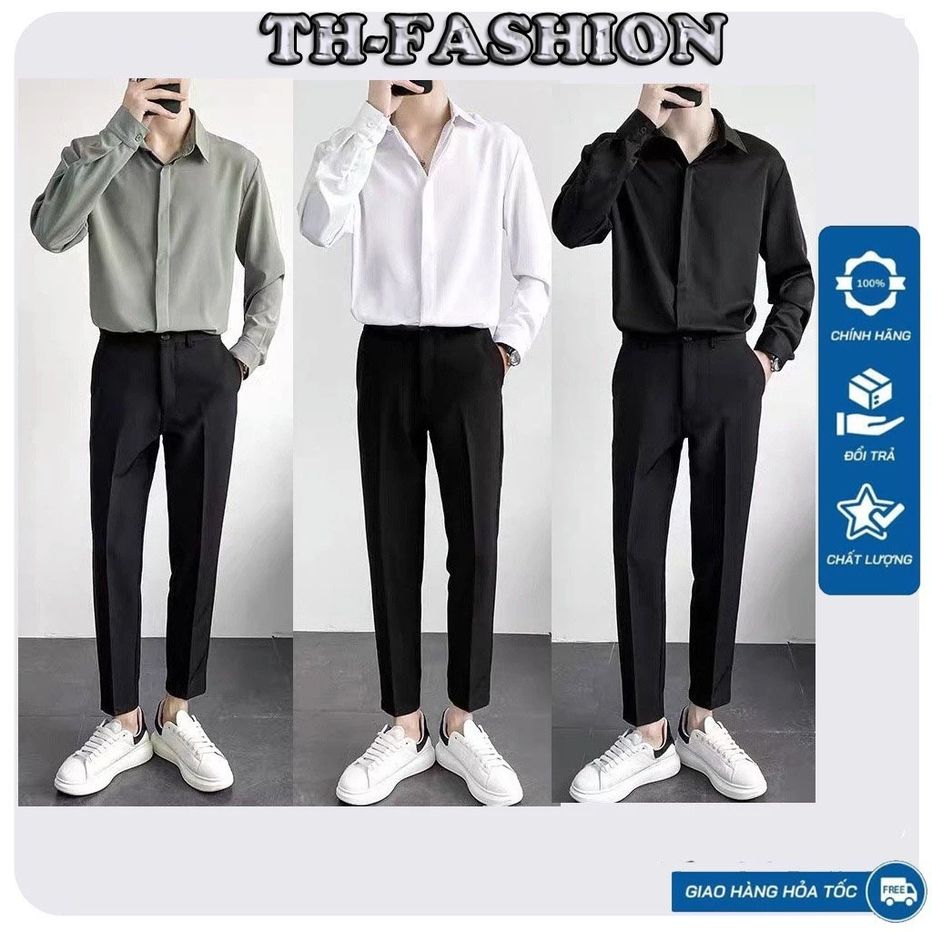 Combo quần áo nam quần tây nam kèm áo sơ mi tay dài cao cấp