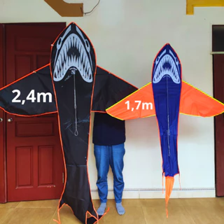 COMBO 1 TẶNG 1 - Diều cá mập màu đen khổng lồ 2.4 mét kèm dây và que ngang -RẺ + ĐẸP + ĐỘC + LẠ
