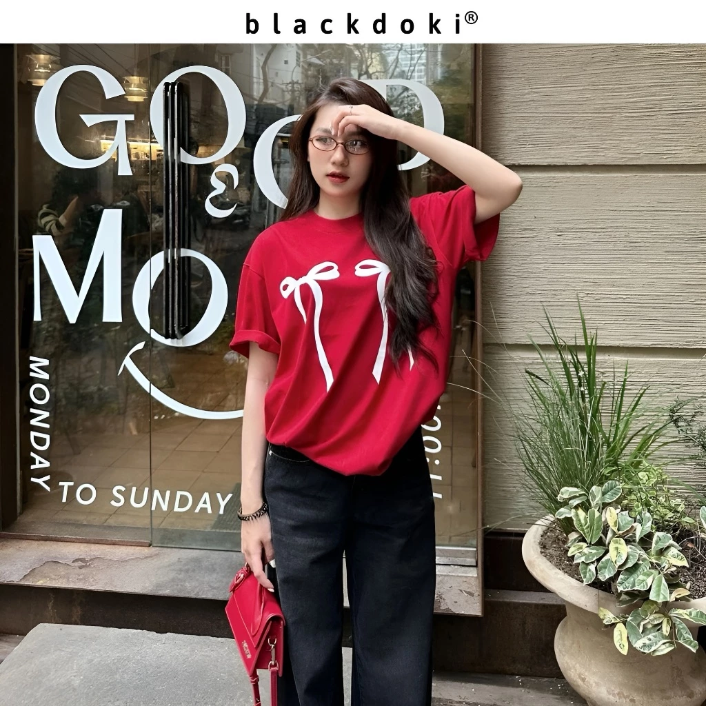 Áo thun BLACKDOKI-BASIC RIBBON V1 , áo phông hiện đại cá tính chất cotton dày dặn nam nữ unisex