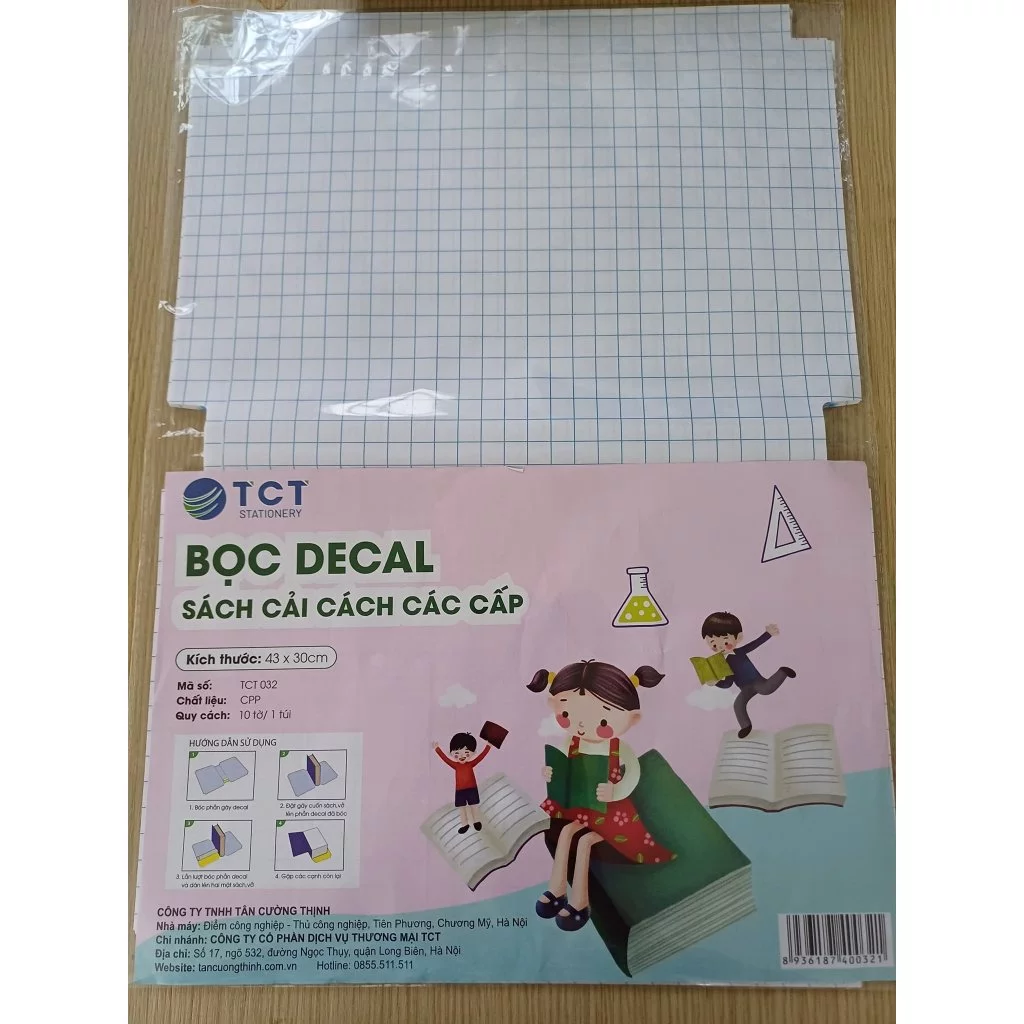 Túi 10 tờ Decal bọc sách vở size 43x30cm TCT032 - Bọc vừa cho sách vở có kích thước 19x26.5cm