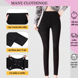 Quần legging nữ đen cạp cao gen bụng chất dày full túi giấy Mu ji Mane Clothing