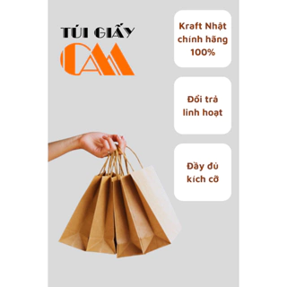 Túi giấy kraft xi măng nâu loại dày đóng gói đồ ăn quà tặng in logo thương hiệu theo yêu cầu 120gsm