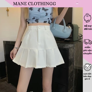 Chân váy xếp ly cách điệu khuy giữa thời trang hàn quốc tôn dáng Mane Clothing