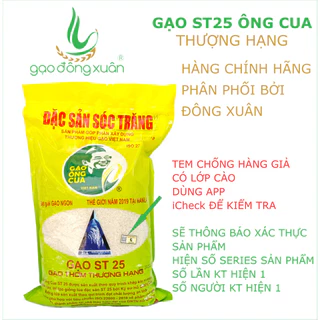 5kg Gạo Ông Cua - Gạo ST25 đạt giải gạo ngon nhất thế giới 2019 và 2023