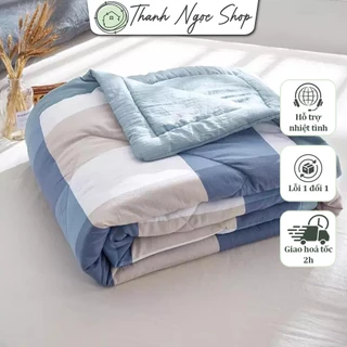 Chăn hè chần bông cotton MẪU CARO - mền ngủ cotton 1.6x2m - chất liệu cotton thoáng mát (thanhngocshop)