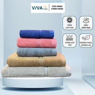 Khăn Tắm, Khăn Gội Đầu, Khăn Lau Mặt VIVA TOWEL 100% Cotton Mềm Mại, Dày Dặn, Thấm Hút Tốt, Không Phai Màu