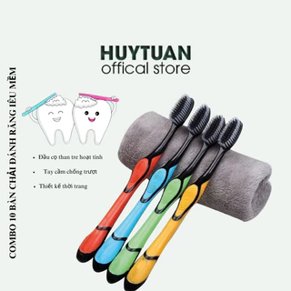 Sỉ giá rẻ combo 10 bàn chải đánh răng than hoạt tính đầu siêu mềm, bàn chải đánh răng hàn quốc