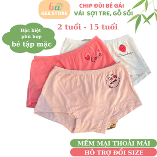 Quần lót bé gái Gee, vải sợi tre mềm mại thoáng mát cho bé mới tập mặc từ 1 tuổi, set 3 chiếc 10-60kg..