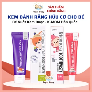 Kem đánh răng trẻ em hữu cơ thương hiệu K-MOM Hàn Quốc, bé nuốt kem được, ngừa sâu răng hiệu quả, an toàn cho bé