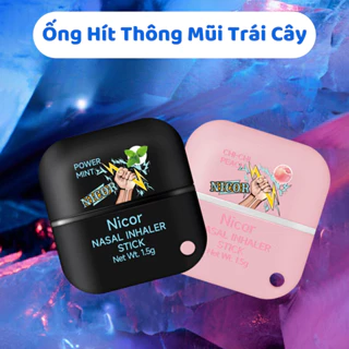 Ống Hít Mũi NICOR 5 Hương Trái Cây Tươi The Mát, Hít Mũi 2 Đầu Làm Sạch Mũi Thông Thoáng Mũi Và Sảng Khoái