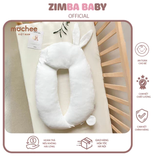 Gối chữ U Mochee Kiêm gối chặn chống giật mình cho bé từ sơ sinh cotton thoáng mát chống méo đầu