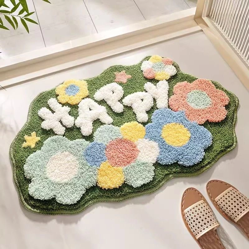 Thảm lau chân lông cừu chùi chân thấm nước nhà bếp 3d hình thú cute chống trượt nhà tắm 40x60cm ED07
