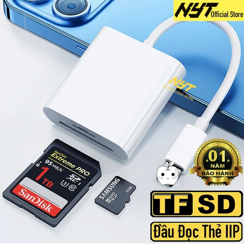 Đầu Đọc Thẻ Nhớ 2in1 SD TF Cho Táo 6-14 , ĐT Android Cổng Type C