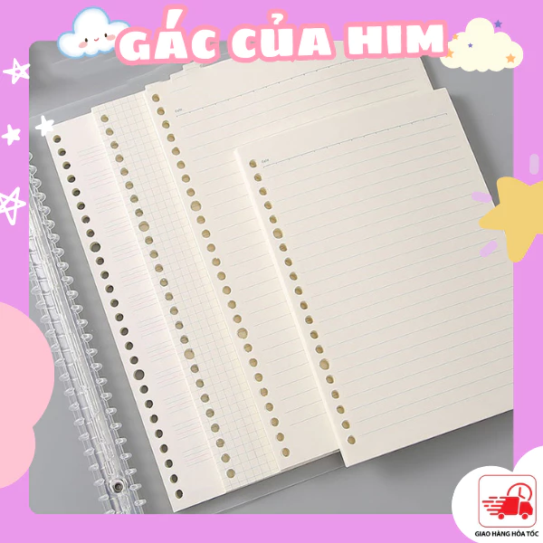 Ruột sổ còng giấy Refill A5 B5 A4 20 26 30 lỗ sổ còng giấy refill caro kẻ ngang làm sổ sổ ghi chép, take notes, bujo