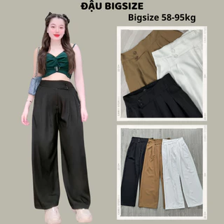 Quần ống suông bigsize nữ 2 khuy lưng thun sau co giãn chất cotton lạnh mềm mịn - Q30