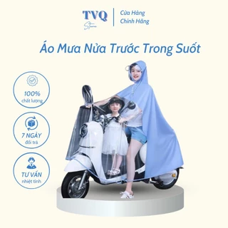 Áo Mưa Nửa Trước Trong Suốt Che Phủ Toàn Thân Cho Mẹ Và Bé, Vải Dù Siêu Nhẹ Chất Lượng Cao TVQ Store