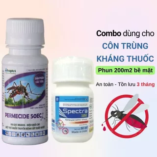 Combo 2 Chai xịt SPECTRA 50ml & PERMECIDE 100ml dùng cho muỗi, kiến, gián, bọ chét, bọ đậu đen, rệp giường