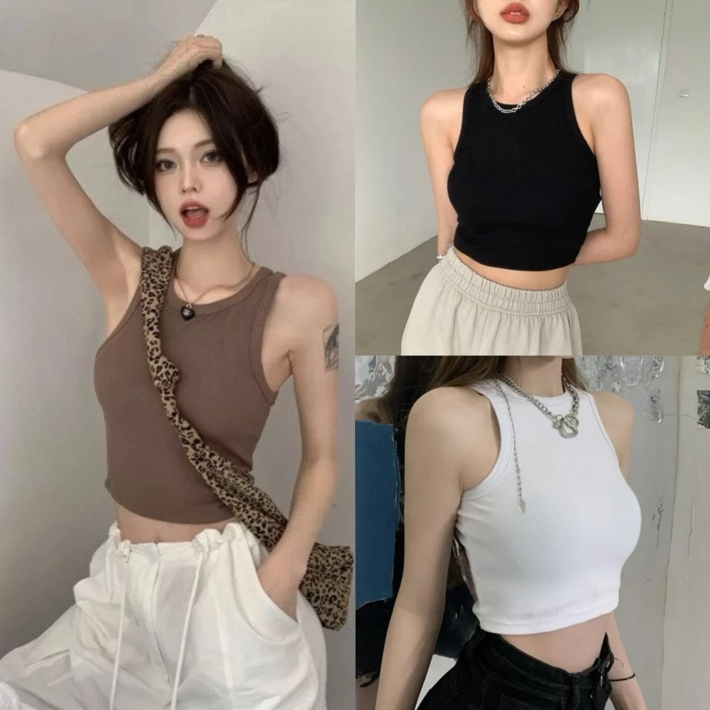 Áo Ba Lỗ Croptop Nữ, Áo Ba Lỗ Sát Nách Ôm Body Siêu Basic Thời Trang Mùa Hè siêu xinh A01