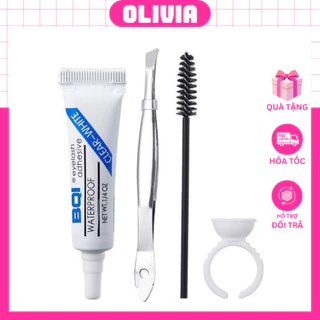 Bộ phụ kiện dùng cho lông mi giả kèm khay nhẫn keo dán nhíp kẹp bàn chải tiện dụng OLIVIA BB01