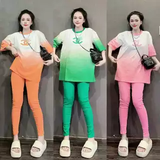 Đồ bộ nữ, set đồ bộ quần legging lưng cao có túi, áo rộng thun cotton gân tăm lạnh cao cấp, đồ mặc ở nhà nữ