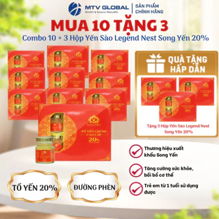 Combo 10 Hộp Yến Sào Legend Nest Song Yến 20% Có Đường (Hộp 6 lọ x 70ml) - Nước Yến Chưng Sẵn Bồi Bổ Sức Khoẻ