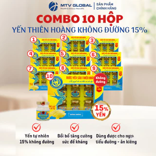 Combo 10 Hộp Yến Sào Cao Cấp Thiên Hoàng Không Đường 15% (Hộp 6 lọ x 70ml) - Nước Yến Chưng Sẵn Bồi Bổ Sức Khoẻ