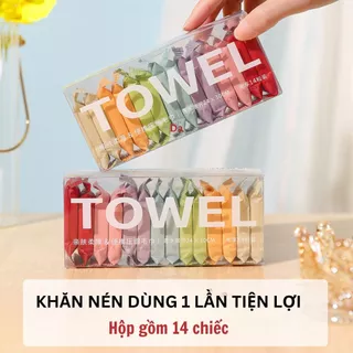 Set 14 Khăn Lau Mặt Dạng Nén Cotton Nguyên Chất, Khăn Nén Dùng 1 Lần Tiện Lợi Khi Mang Đi Du Lịch, Công Tác 88472 KOREAS