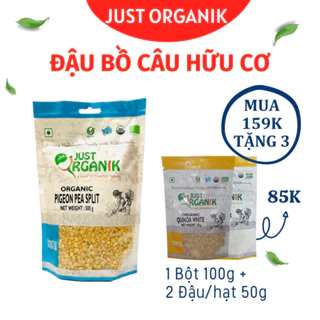 [MUA 1 TẶNG 1]  Đậu Xanh hạt tròn (Đậu Bồ Câu) Hữu Cơ Just Organik Nhập Khẩu Ấn Độ Cho Người Giảm Cân,Bé Ăn Dặm 500g