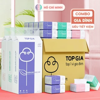 [COMBO GIA ĐÌNH SIÊU TIẾT KIỆM] Giấy ăn Top Gia, khăn giấy cao cấp treo tường tiện lợi