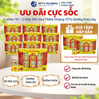 Combo 10 Hộp Yến Sào Cao Cấp Thiên Hoàng 15% Có Đường (Hộp 6 lọ x 70ml)- Nước Yến Chưng Sẵn Làm Quà Tặng Bồi Bổ Sức Khỏe