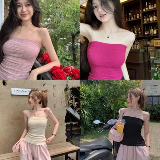 Áo Ống Dáng Dài, Áo Quây Bra Vân Màu Trơn Basic Siêu Hot Trend G68