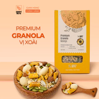 Granola Premium vị xoài HAPPY NUTS 250gr ngũ cốc ăn kiêng giảm cân không đường healthy tốt cho gym, yoga