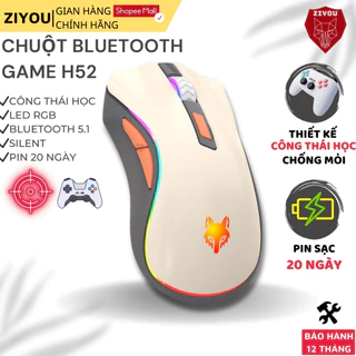 Chuột Không Dây Gaming Led PRO Ziyou H52 Silent Bluetooth 5.1 và USB 2.4G Pin Sạc 20 Ngày