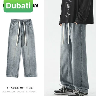 QUẦN BÒ JEANS NAM BAGGY ỐNG SUÔNG RỘNG WASH XANH ĐEN DÂY RÚT XỊN SÒ CAO CẤP MỚI - DUBATI FASHION