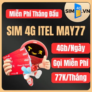 Sim iTel - Itelecom Data Tốc Độ Cao 4GB/ Ngày (120GB/ Tháng) - Miễn phí gọi - Mạng Vinaphone Giá Rẻ - Có ESIM