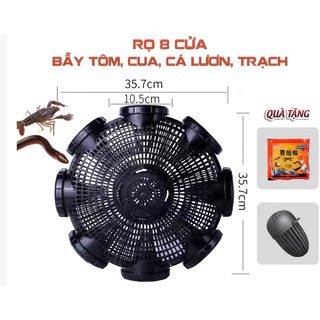 Rọ Bẫy Lươn, Tôm, Cá 8 Cửa Nhựa PP Thái Lan - Bẫy Tôm, Cua, Cá, Lươn, Trạch + Tặng Mồi