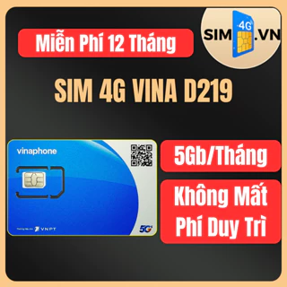 Sim Vinaphone D219 Trọn Gói 1 NĂM - DATA 4G 60GB/ NĂM ( 5GB/ THÁNG ) - SIM NGỌC HÂN