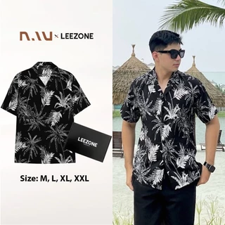 Áo sơ mi nam Cuban Shirt Form rộng, chất vải lụa mềm mịn, thoáng mát không nhăn | Áo sơ mi tay ngắn Họa tiết Cây dừa