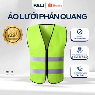 Áo lưới phản quang dây kéo có túi đựng thẻ FL-APQ-02, áo phản quang bảo hộ cho kỹ sư, công nhân nhiều màu | FALI
