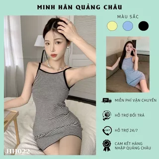 Váy body phối hoạ tiết kẻ sọc ngang 3 màu hack dáng sexy hàng QC cao cấp( KÈM ẢNH THẬT)-HH022