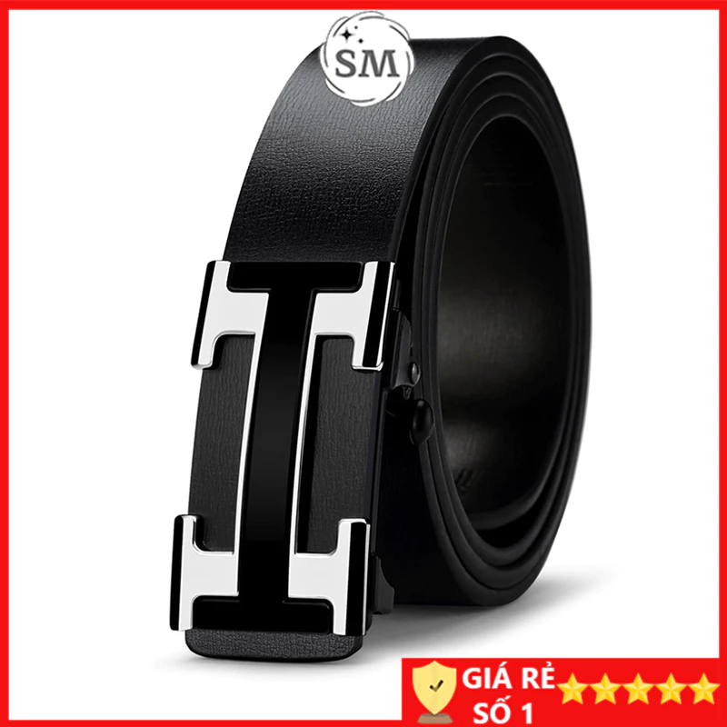 Thắt lưng nam da cao cấp, Dây lưng nam đầu khóa tự động chữ H, Nịt da thời trang HTP01