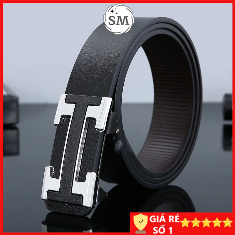 Thắt lưng nam da cao cấp, Dây lưng nam mặt khóa chữ H thời trang, Nịt da khóa tự động HTP1