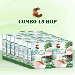 [TẶNG LY CF] Combo 15 hộp cà phê xanh cốt dừa hòa tan C8 thơm ngon healthy (10 gói*16gr)