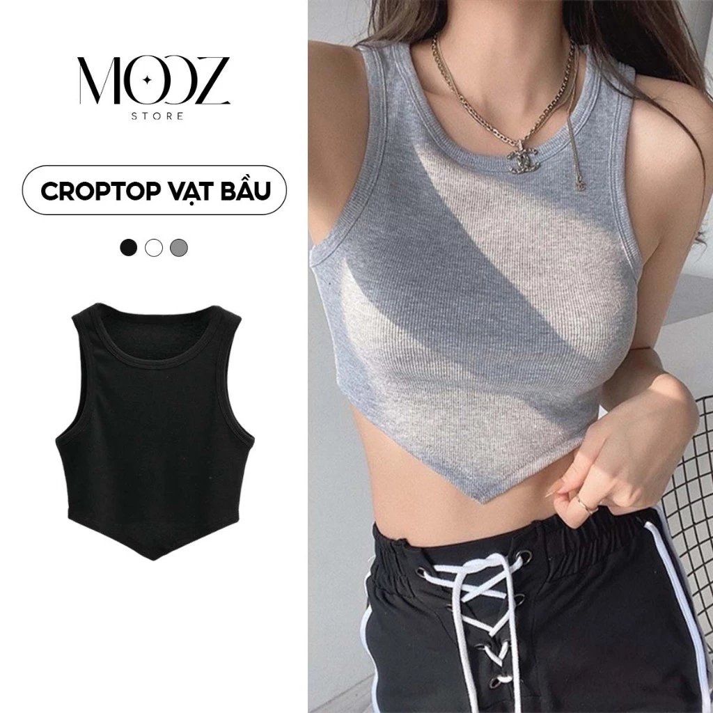 Áo croptop nữ vạt nhọn, áo 3 lỗ chất cotton gân tăm basic trẻ trung