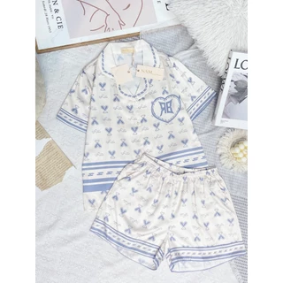 Set lụa Sam Luxury pijama cao cấp dành cho nữ, họa tiết thỏ trẻ trung, chất mềm mịn thoáng mát mặc nhẹ dáng quần đùi