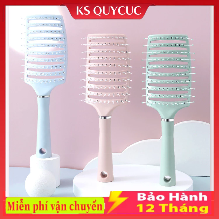 Lược chải tóc tạo kiểu ABS dẻo dai thiết kế vòng cung làm xoăn phồng dễ dàng bọc đầu massage gỡ rối tóc hiệu quả