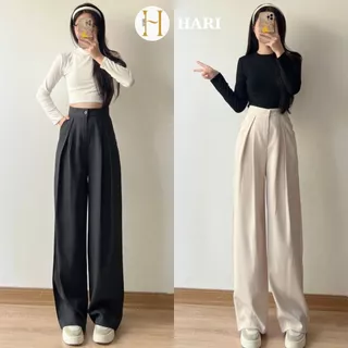 Quần tây ống rộng suông culottes Hari nữ xếp ly chất GOLD 388 P2K8