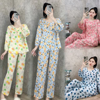 [NHIỀU MẪU] Bộ đồ tole , bộ lanh Pijama tay dài quần dài nơ cổ áo F.21 VNXK